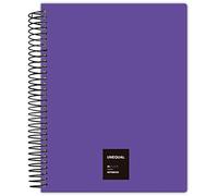 Grafoplas 88536035. Cuaderno con Espiral, A5, Cuadriculado 5x5 mm, 90 Hojas, 90 gr, Violeta, Unequal Flúor