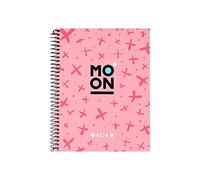 Grafoplás 88538453. Cuaderno A5, Rosa, Tapa Dura, Plastificado Soft Antihuellas, 100 Hojas 90g, Cuadrícula 5x5, Microperforadas, 4 Taladros, FSC, Colección Moon