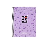 Grafoplás 88538469. Cuaderno A5, Lavanda, Tapa Dura, Plastificado Soft Antihuellas, 100 Hojas 90g, Cuadrícula 5x5, Microperforadas, 4 Taladros, FSC, Colección Moon
