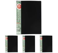 Grafoplas 98141010 Élite Carpetas con Fundas, 20 Fundas Transparentes, Cubiertas semirrígidas, Negro, A4 (Paquete de 4)
