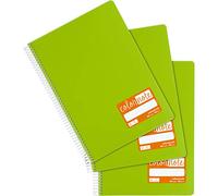 Grafoplás 98525921. Pack de 3 Cuadernos Escolares, Milimetrados, A4, Tapas Polipropileno, Color Verde Claro, Certificado FSC, Serie ColorNote