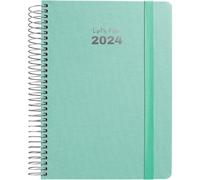 Grafoplás | Agenda 2024 Anual Día Página | Mint | 15x21cm | Español | Tapa Dura Forrada Tela | Cierre con Goma | Serie Fancy | De Enero a Diciembre Año 24 | Perfecta para Gestionar tu Tiempo