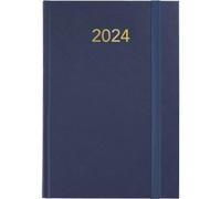 Grafoplás | Agenda 2024 Económica | Azul Marino | 14,5x21cm | Cubiertas Acolchadas Vinilo | Goma de Cierre Vertical | Punto de Lectura | Anual | Serie Florencia