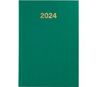 Grafoplas - Agenda 2024 Económica, Día Página, Verde, Tapa Dura, Español, 14,5x21cm, Cubiertas Vinilo, Serie Baviera, Punto de Lectura, Perfecta para Planificar tu Año