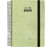 Grafoplas | Agenda 2025 Dia Por Pagina a6 | Ecojeans Verde | Español | Tapa Dura Forrada Tela Denim Hilos Reciclados | Cierre Elástico | Incluye Pegatinas | Anual De Enero a Diciembre | FSC