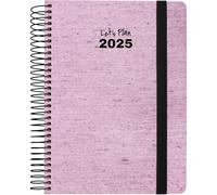 Grafoplas | Agenda 2025 Dia Por Pagina | Tamaño 15x21cm | Ecojeans Rosa | Español | Espiral | Tapa Dura Forrada Denim Reciclado | Cierre Goma | Esquinas Redondeadas | Incluye Pegatinas | FSC