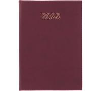 Grafoplas Agenda 2025 Dia por Pagina Zurich, 24x16,5cm, Burdeos, Español, Tapa Acolchada, Certificado FSC, Papel Ahuesado 80g, Incluye Punto de Lectura, Planning y Calendario 3 años
