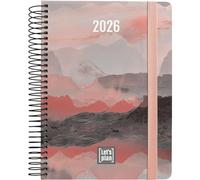 Grafoplas - Agenda 2026 Dia por Pagina, Design Harmony, 15x21cm, Español, Espiral, Tapa Dura, Acabado Soft, Cierre Elástico, Anual Enero a Diciembre, FSC, Incluye Pegatinas, Planning y Calendario