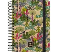 Grafoplas - Agenda 2026 Dia por Pagina, Nature Amazonas, 15x21cm, Tapa Dura, Cubierta Papel Kraft y Cartón Reciclado 100%, FSC, Papeleria Sostenible, Anual de Enero a Diciembre, Incluye Pegatinas