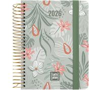 Grafoplas - Agenda 2026 Semana Vista a6, Español, Design Eden, Incluye Pegatinas, Tapa Dura Tacto Soft, Espiral, Cierre Elástico, De Enero a Diciembre, FSC, 120 Páginas para tu Planificación