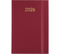 Grafoplas - Agenda Anual 2026 Dia Pagina Florencia, Granate, 14,5x21cm, Cubiertas Acolchadas Vinilo, Goma de Cierre Vertical, Punto de Lectura, Anual, Perfecta para Organización en Oficina