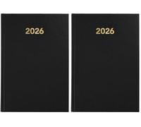 Grafoplas - Agenda Anual 2026 Vista Dia por Pagina Baviera, Español, Negro, 14,5x21cm, Tapa Dura Forrada Vinilo, Punto de Lectura, 328 Páginas, Papel Blanco 70g Certificado FSC, Ideal para Oficina