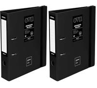 Grafoplas Archivador 2 Anillas a4, Palanca 65mm, Unequal Minimal Negra, Polyfoam, Apertura 360, Resistente y Ultraligero, Ollao y Tarjetero, Cierre Goma Elástica, Tapas Plastico Rígido (Paquete de 2)