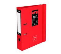 Grafoplas Archivador 2 Anillas a4, Palanca 65mm, Unequal Minimal Rojo, Polyfoam, Apertura 360, Resistente y Ultraligero, Ollao y Tarjetero, Cierre Goma Elástica, Tapas Plastico Rígido