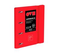 Grafoplas - Archivador 4 Anillas A4, Carpebook Polyfoam, Resistente y Ultraligero, Unequal Minimal Rojo, Incluye Recambio, Separadores y Sobre, Perfecto para Organizar Materias Escolares