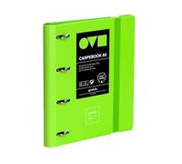 Grafoplas - Archivador 4 Anillas A4, Carpebook Polyfoam, Resistente y Ultraligero, Unequal Minimal Verde, Incluye Recambio, Separadores y Sobre, Perfecto para Organizar Materias Escolares