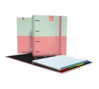 Grafoplas | Archivador 4 Anillas | a4 | Kuru | Rosa | Incluye Recambio Cuadrícula 5x5 Borde Color | Papel 90g | Separadores de Plástico | Lomo Curvo Ergonómico | Carpebook | Perfecto Material Escolar