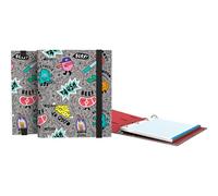 Grafoplas - Archivador 4 Anillas a5, Carpebook Elena Corredoira Random, Incluye Recambio Cuadricula 5x5 Borde Color 90g, Separadores y Sobre, Argollas Redondas 25mm, Lomo Curvo Ergonómico