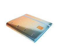 Grafoplás | Archivador 4 Anillas con Recambio Cuadriculado 5x5 90g | A4 | Unequal Metallic Naranja | Acabado Metal | Incluye Separadores y Sobre Transparente | Carpebook