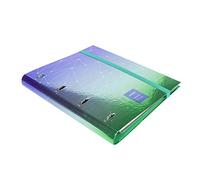 Grafoplas - Archivador 4 Anillas con Recambio Cuadriculado 5x5 90g, A4, Unequal Metallic Violeta, Acabado Metal, Incluye Separadores y Sobre Transparente, Carpebook