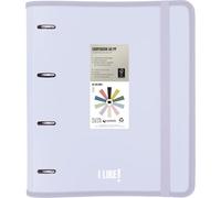Grafoplas - Archivador 4 Anillas Plastico a4 con Recambio, Carpebook Like Lavanda Soft, Incluye Hojas Cuadros 90g 5x5 Bordes Color, Separadores, Sobre con Cierre, Pegatinas y Hojas Planner, Lomo Curvo
