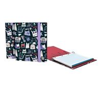 Grafoplas - Archivador Anillas a5, Carpebook Bits&Bobs Miau, Incluye Recambio 90 Hojas Cuadricula 5x5 Borde Color, Lomo Curvo Ergonómico, 4 Anillas Redondas 25mm, Certificado FSC, Papelería Escolar