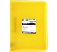 Grafoplas Archivador Anillas con Cremallera A4+, Amarillo, Multiline, 4 Anillas Mixtas 25mm, Cubierta Polipropileno Rayado Vertical, Capacidad Extra para Hojas de Papel Formato Folio