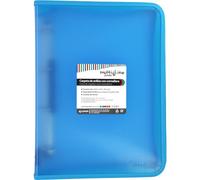 Grafoplás Archivador Anillas con Cremallera A4+, Azul Claro, Multiline, 4 Anillas Mixtas 25mm, Cubierta Polipropileno Rayado Vertical, Capacidad Extra para Hojas de Papel Formato Folio