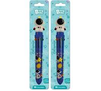 Grafoplas - Boli Colores 10 en 1 Bits&Bobs Astronaut, Tinta Aceite Multicolor, Cierre Retráctil con Decoración de Astronauta, Bolígrafo Escolar Ideal para Escribir y Decorar (Paquete de 2)