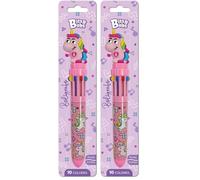 Grafoplas - Boli Colores 10 en 1 Bits&Bobs Unicorn, Tinta Aceite Multicolor, Cierre Retráctil con Decoración de Unicornio, Bolígrafo Escolar Ideal para Escribir y Decorar (Paquete de 2)