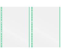 Grafoplas - Bolsa 10 Fundas Multitaladro, Borde Verde Pastel, Tamaño Folio, 16 Taladros, Acabado Cristal, Polipropileno Extra, Lomo Reforzado, Perfectas para Clasificar en Archivador (Paquete de 2)