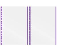 Grafoplas - Bolsa 10 Portafolios Plastico, Borde Color Violeta, Tamaño Folio, 16 Taladros, Acabado Cristal, Polipropileno Extra, Lomo Reforzado, Perfecto Material Escolar para Archivador
