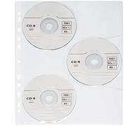 Grafoplas - Bolsa de 10 Fundas CD, A4, Polipropileno Liso, Transparente, Número de Taladros 11, Medidas 13,7x13,4 cm, Con 3 Compartimentos por Hoja