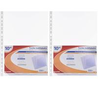 Grafoplas - Bolsa de 10 Fundas con Taladros Polipropileno Estándar, Tamaño Folio, Transparentes, Perfectas para Proteger Hojas de Papel tamaño A4 y Folio (Paquete de 2)