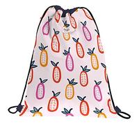 Grafoplas - Bolsa Saco con Cuerdas Colección Maja Rönnbäck, Diseño Piñas, 36x47cm, Bolsa de Poliéster con Forro Interior, Cordones Ajustables, Bolsillo Exterior Trasero con Cremallera