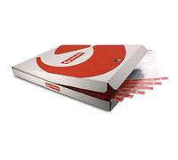 Grafoplas - Caja 100 Fundas Multitaladro Borde Color Rojo, Tamaño Folio, 16 Taladros, Polipropileno Extra, Lomo Reforzado, Perfecto Material Escolar para Archivador