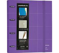 Grafoplas - Carpeblock y Recambio 100 Hojas de 90 Gramos, 4 Separadores Extra Gruesos y Sobre Transparente, A4, Morado, Carpebook Unequal Grid