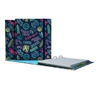 Grafoplas - Carpesano 4 Anillas a4, Beach Bits & Bobs Pop Up Desing, Incluye Recambio Cuadricula 5x5 Borde Color 90g, Separadores, Sobre Transparente, Lomo Curvo Ergonómico, Carpebook