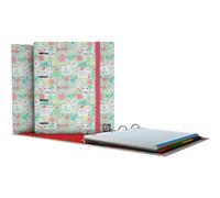 Grafoplás | Carpesano 4 Anillas a4 | Cats Bits&Bobs Pop Up Desing | Incluye Recambio Cuadricula 5x5 Borde Color 90g | Separadores | Sobre Transparente | Lomo Curvo Ergonómico | Carpebook