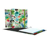 Grafoplas - Carpesano de Anillas, A4, Recambio Hojas Cuadrículadas 5x5, Separadores, Sobre Transparente, Lomo Curvo, Carpebook, Colección Revolution, Green