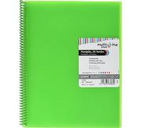 Grafoplás Carpeta 20 Fundas Transparentes | A4 | Color Verde | Espiral PVC | Tapas Polipropileno | Gomas de Cierre | Maxiplás Multiline
