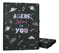 Grafoplás | Carpeta 3 Solapas | Cartón Forrado | Tapa Dura | Tamaño Folio | Colección Diseño Elena Corredoira Aliens | Certificado FSC