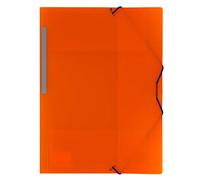 Grafoplas - Carpeta 3 solapas de Polipropileno con Gomas Elásticas de Cierre, Tamaño Folio, 33x24cm, Color Naranja Translúcido, Lomo Recto con Etiqueta Impresa, Serie Colorgraf