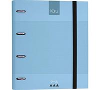 Grafoplas - Carpeta 4 Anillas Troqueladas, A4, Azul, Separadores y Recambio 100 Hojas Cuadriculadas 5x5 y Borde Color, Carpebook, Colección Kuru, Ideal para Escolares y Universitarios