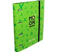 Grafoplas - Carpeta 4 Anillas Troqueladas, A4, Con Recambio 100 Hojas 90g, Cuadrícula 5x5, Borde Color, Separadores, Carpebook Colección Moon Verde