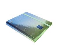 Grafoplás | Carpeta 4 Anillas Troqueladas A4 con Recambio Cuadriculado 5x5 90g | Unequal Metallic Azul | Incluye Separadores y Sobre Transparente | Acabado Metal | Carpebook