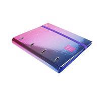 Grafoplás | Carpeta 4 Anillas Troqueladas A4 con Recambio Cuadriculado 5x5 90g | Unequal Metallic Fucsia | Incluye Separadores y sobre Transparente | Acabado Metal | Carpebook