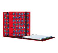 Grafoplas - Carpeta 4 Anillas Troqueladas, A4, Recambio 100 Hojas Cuadrículadas 5x5, Separadores, Sobre Transparente, Lomo Curvo, Carpebook, Colección Katuki Saguyaki, Bull