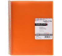 Grafoplas | Carpeta 40 Fundas Transparentes A4 | Color Naranja | Espiral PVC | Tapas Polipropileno | Gomas de Cierre | Maxiplás Multiline