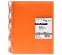 Grafoplás | Carpeta 50 Fundas Transparentes A4 | Color Naranja | Espiral PVC | Tapas Polipropileno | Gomas de Cierre | Maxiplás Multiline